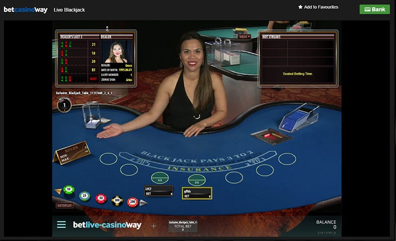 Betway Casino Live Blackjack